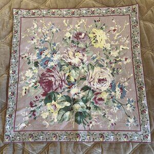 April Cornell purple floral cotton cushion cover ~ 19" x 19.5"